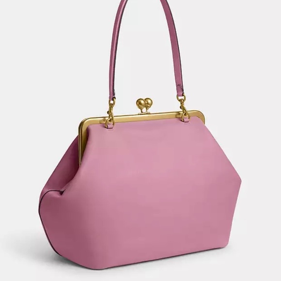 COACH Large Kisslock Frame Shoulder Clutch Bag (Pink) - NWT💝 - Picture 4 of 16